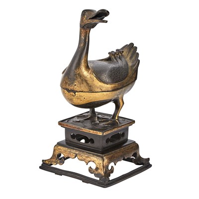 Lot 140 - Chinese Gilt-Bronze Duck-Form Censer 17th/18th...
