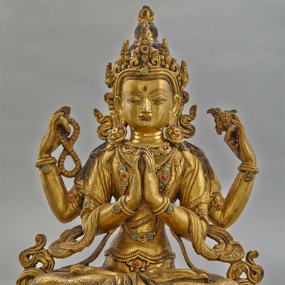 Lot 29 - Tibetan Gilt-Bronze Figure of Shadakshari...