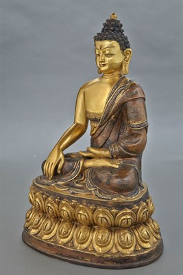 Lot 110 - Tibetan Gilt-Bronze Figure of Buddha Seated in...