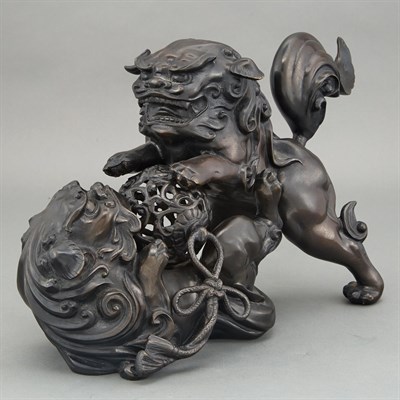 Lot 79 - Japanese Bronze Pair of Shi Shi Meiji Period...