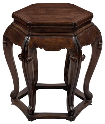Lot 135 - Chinese Hongmu Stool Of hexagonal shape, the...