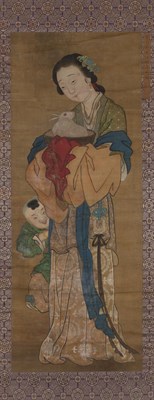 Lot 131 - Chinese School 19th Century Woman holding a...