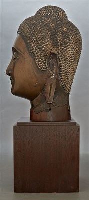 Lot 86 - Thai Bronze Head of Buddha Finely cast with a...