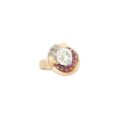 Lot 214 - Rose Gold, Diamond and Ruby Ring