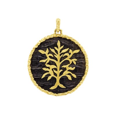 Lot 47 - Gold and Horn 'Tree of Life' Pendant, Chaumet, Paris