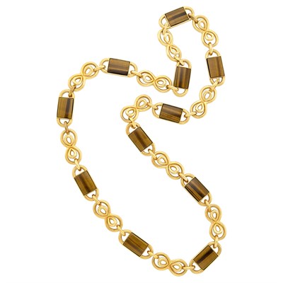 Lot 35 - Gold and Tigers' Eye Necklace, Tiffany & Co.