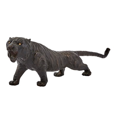Lot 1088 - Japanese Patinated Bronze Figure of a Tiger...