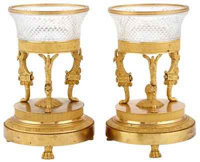 Lot 357 - Pair of Empire Gilt-Bronze and Cut-Glass...