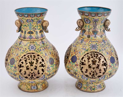 Lot 165 - Pair of Chinese Cloisonné Enamel Reticulated...