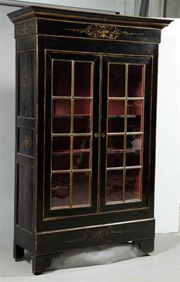 Lot 517 - Continental Black-Painted and Gilt-Stenciled...