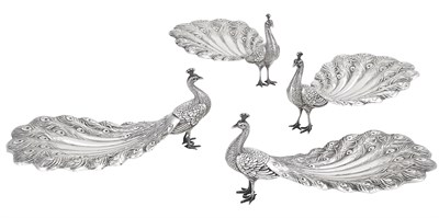 Lot 290 - Set of Four Sterling Silver Peacock Form Candy...