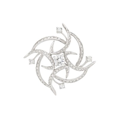 Lot 78 - White Gold and Diamond Ribbon Pin