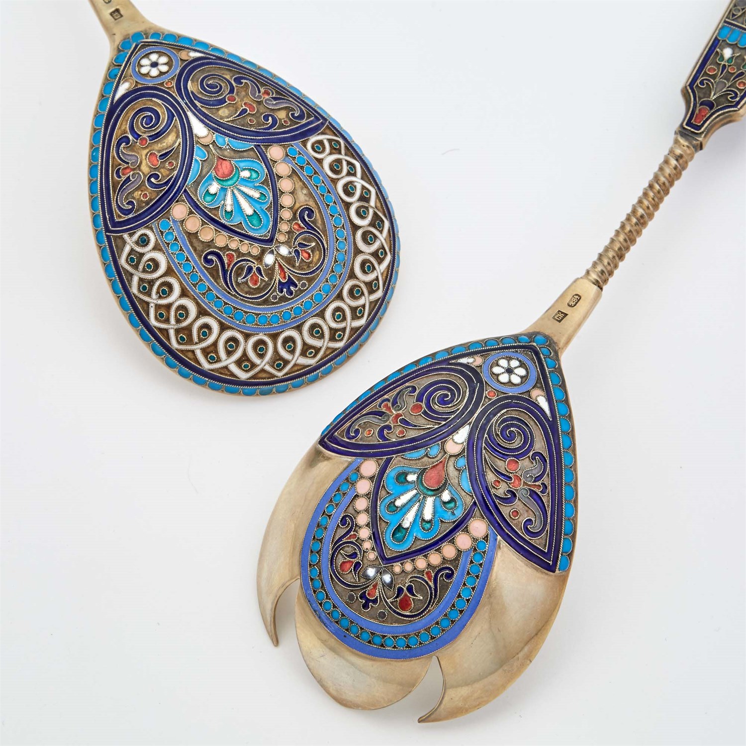 Lot 133 - Pair of Russian Silver-Gilt and Cloisonné...