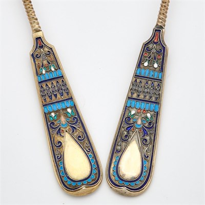 Lot 133 - Pair of Russian Silver-Gilt and Cloisonné...