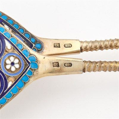 Lot 133 - Pair of Russian Silver-Gilt and Cloisonné...