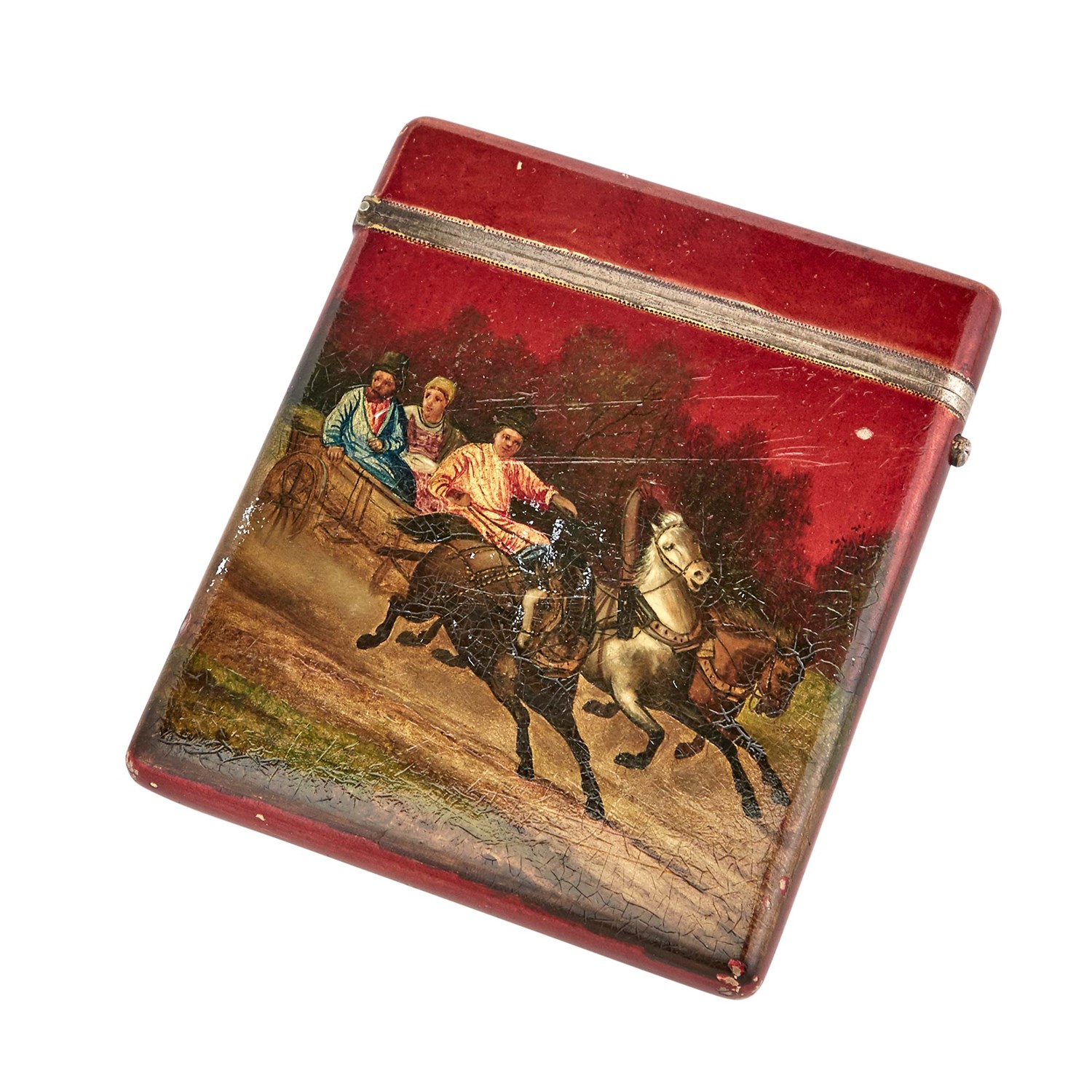 Lot 114 - Russian Lacquered Silver-Gilt Cigarette Case...