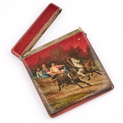 Lot 114 - Russian Lacquered Silver-Gilt Cigarette Case...