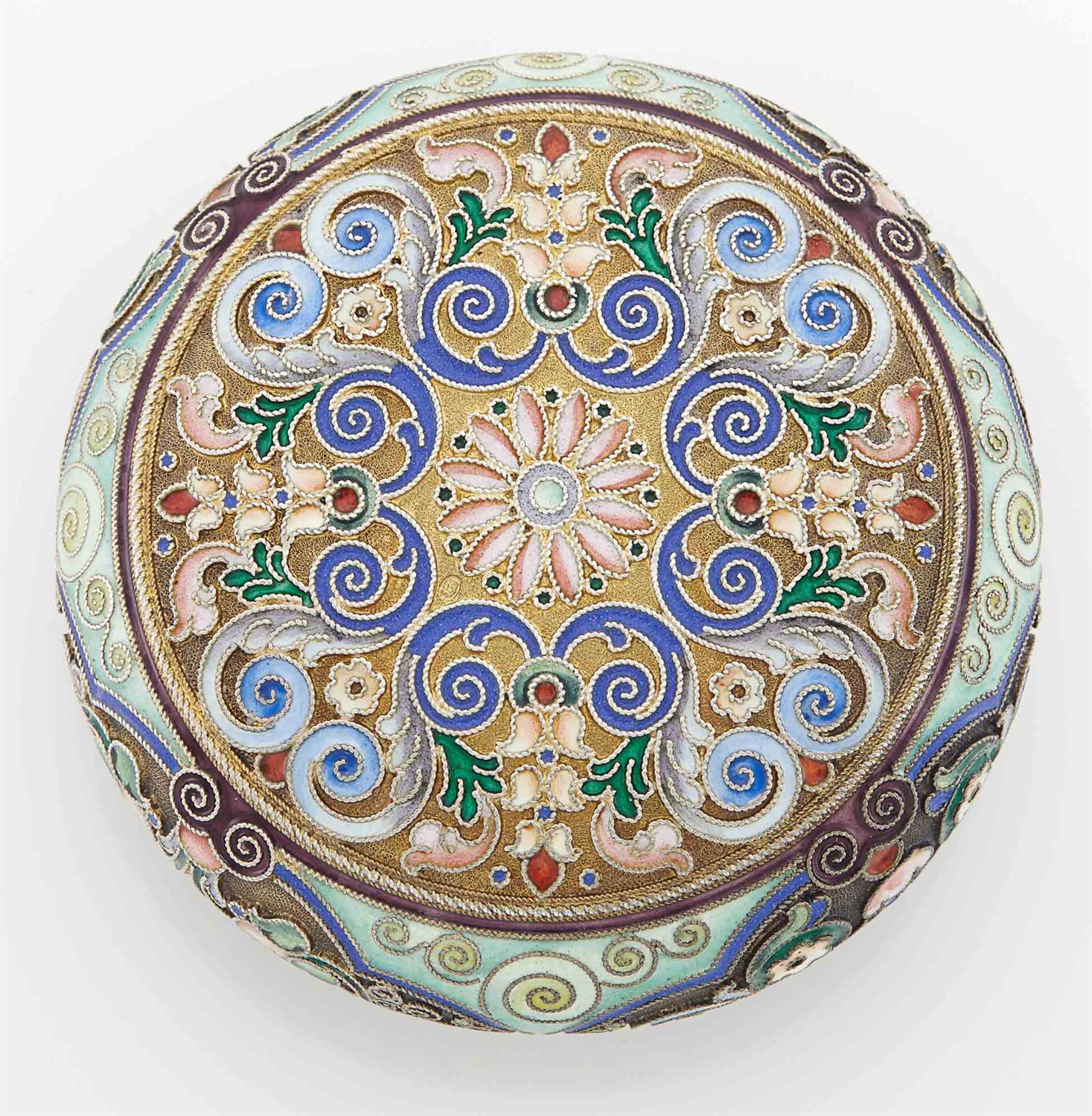 Lot 165 - Russian Silver-Gilt and Cloisonné Enamel Pill...