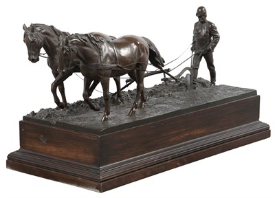 Lot 318 - Bronze Group of a Plowman and Two Horses...