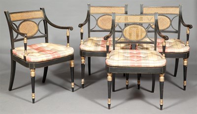 Lot 571 - Set of Four Regency Black-Painted and...