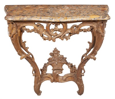 Lot 572 - Two Similar Louis XV Stripped Oak Console...