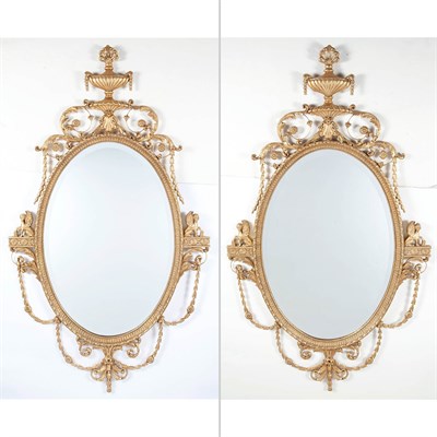 Lot 577 - Pair of George III Style Giltwood Pier Mirrors...