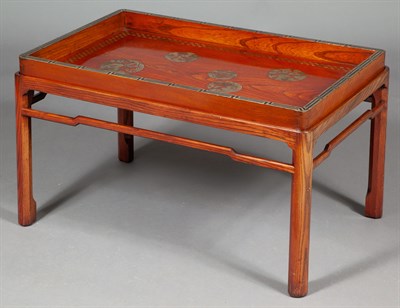 Lot 583 - Chinese Style Softwood and Silver-Gilt Tray on...