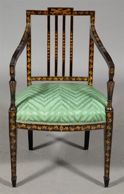 Lot 573 - Set of Eight George III Style Black-Japanned...