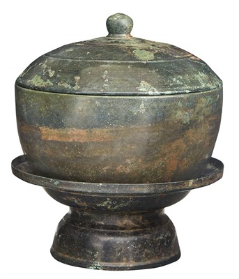 Lot 66 - Khmer Bronze Covered Bowl and Stand Bayon...