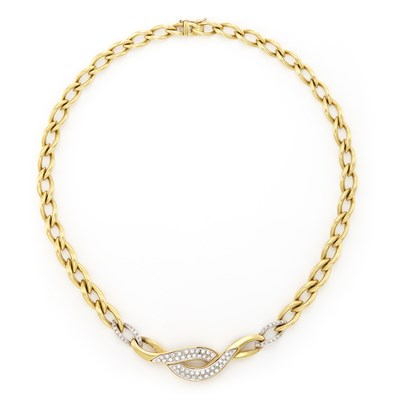 Lot 1211 - Gold and Diamond Link Necklace