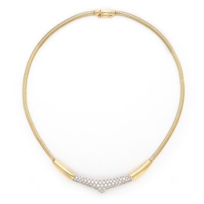 Lot 1146 - Gold and Diamond Snake Link Necklace