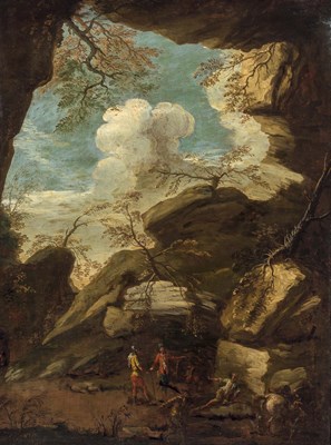 Lot 31 - Circle of Salvator Rosa Travelers Resting in a...