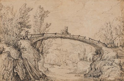 Lot 33 - Attributed to Paul Bril Bridge in an Alpine...