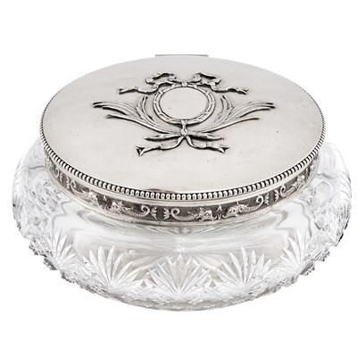 Lot 183 - Fabergé Silver-Mounted Cut Glass Jar Moscow,...