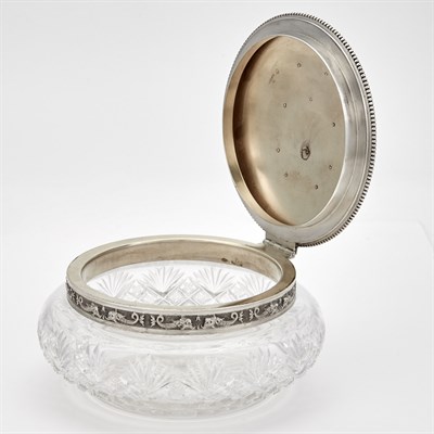Lot 183 - Fabergé Silver-Mounted Cut Glass Jar Moscow,...