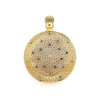 Lot 1553 - Antique Gold and Blue Enamel Hunting Case Pocket Watch, Tiffany & Co.