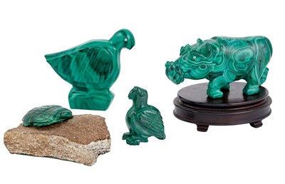 Lot 183 - Group of Four Malachite Figures of Animals...