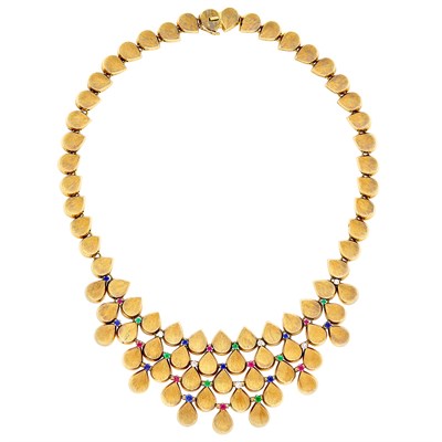 Lot 277 - Gold, Gem-Set and Diamond Bib Necklace