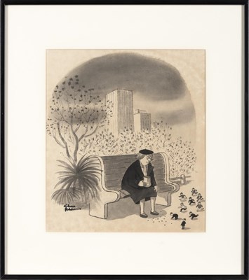 Lot 193 - ADDAMS, CHARLES (1912-1988) Woman feeding tiny...