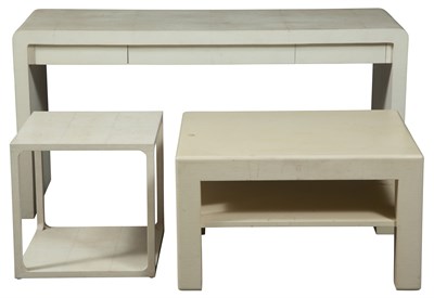Lot 510 - Karl Springer Shagreen White Faux Low Table;...