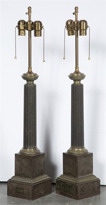 Lot 504 - Pair of Gilt and Patinated Metal Columnar...