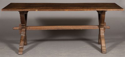 Lot 390 - Oak Trestle Table Height 29 inches, width 74...