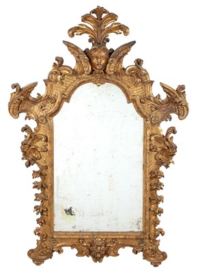 Lot 1151 - Italian Baroque Giltwood Mirror First half...