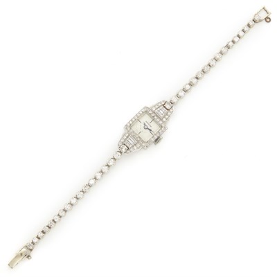 Lot 1263 - Lady's White Gold and Diamond Wristwatch, Hamilton