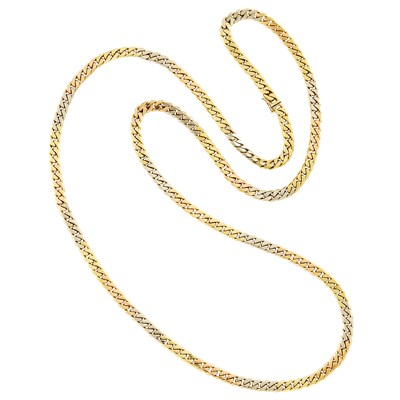 Lot 274 - Long Tricolor Gold Curb Link Chain Necklace