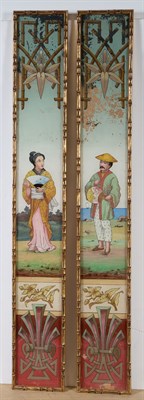 Lot 340 - Pair of Japanese Reverse Figural Paintings on...
