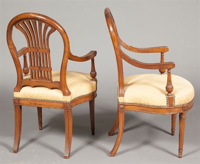 Lot 247 - Pair of Louis XVI Walnut Fauteuils à la Reine...