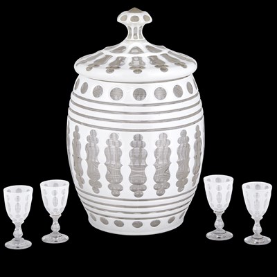 Lot 130 - Russian Cased Glass Punch Bowl and Cover...