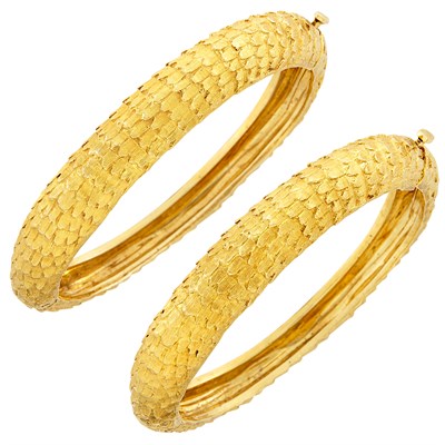 Lot 151 - Pair of Gold Bangle Bracelets
