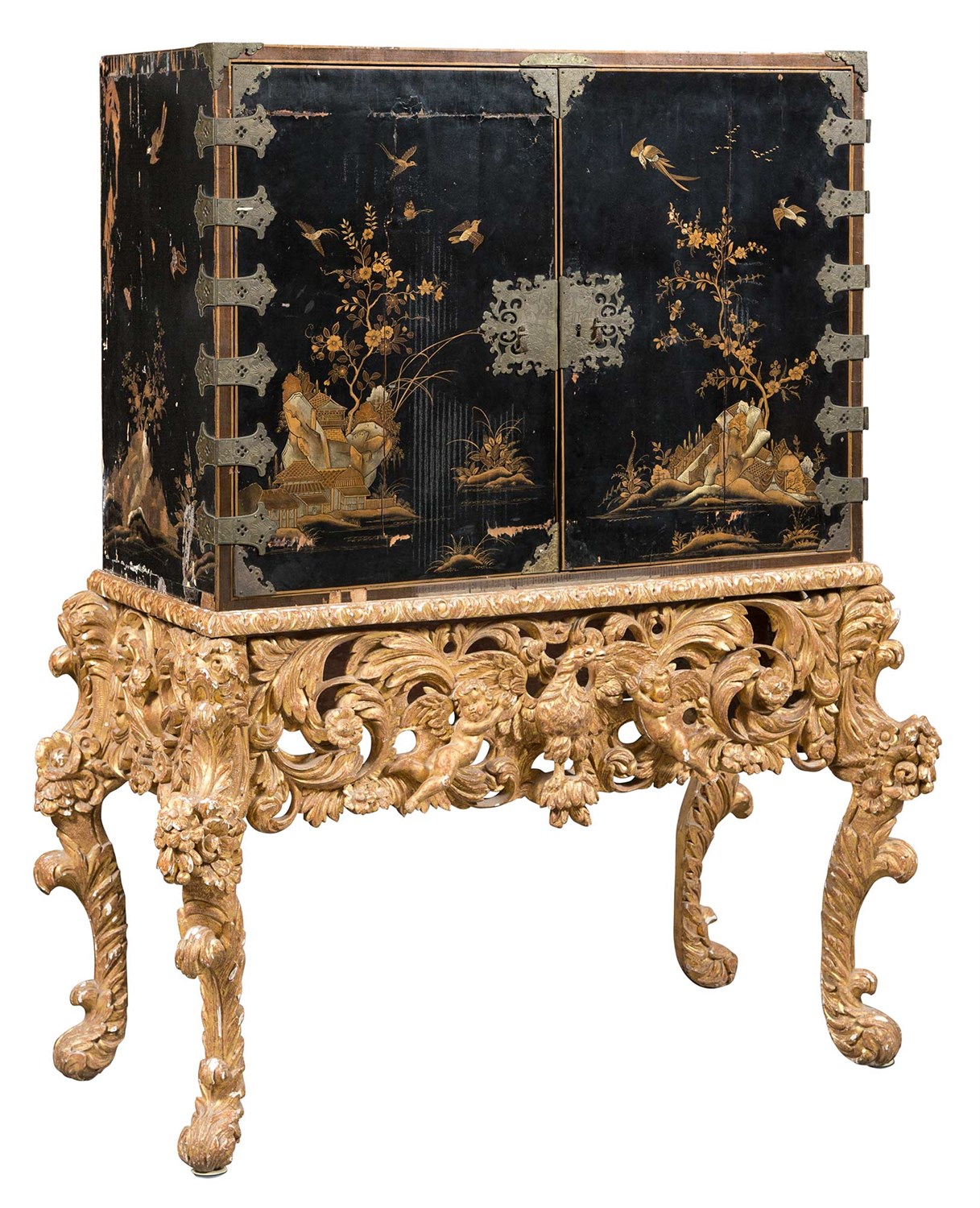 Lot 228 - Charles II Brass-Mounted Black-Japanned,...